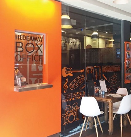 The Hideaway Box Office counter - have a coffee and enjoy some music...